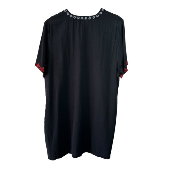 NWT St. Lareina Black Embroidered Dress Floral Boho Tunic Style Casual Medium - Picture 6 of 8